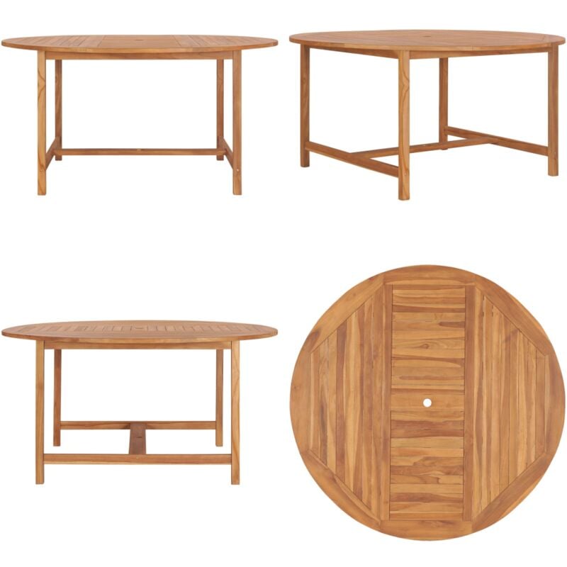 Table de jardin 150x76 cm Bois de teck solide - Table De Jardin - Table En Teck - Mobilier De Jardin - Table Extérieure - Table Ronde - Home & Living