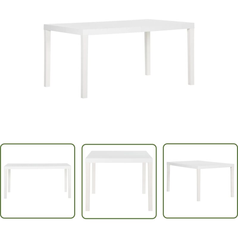 Les Tendances - The Living Store Table de jardin 150x90x72 cm pp Blanc - Table De Jardin - Table Extérieure - Table Patio - Mobilier De Jardin