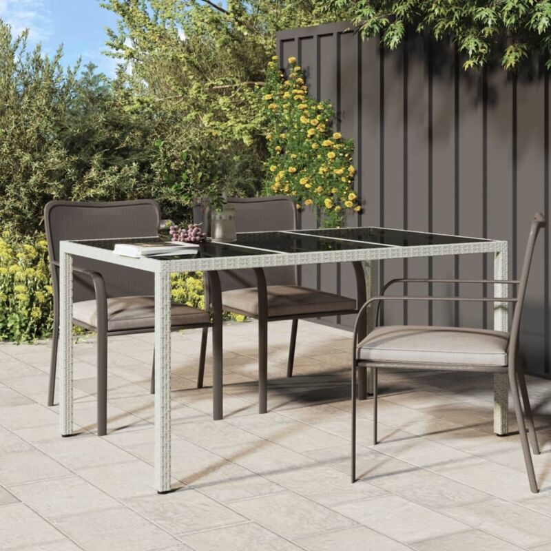Vidaxl - Table de jardin 150x90x75 cm Verre trempé/résine tressée Blanc