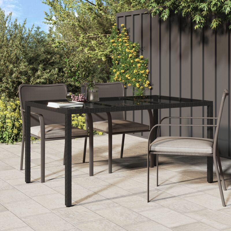Vidaxl - Table de repas de jardin noire 150x90x75 cm Poly Rattan