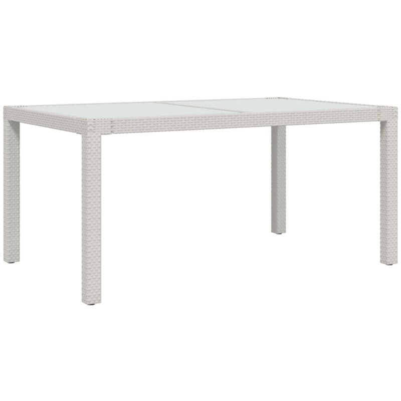 Table de jardin 150x90x75 Verre trempé-résine tressée Blanc Table de jardin 150x90x75 Verre trempé-résine tressée Blanc