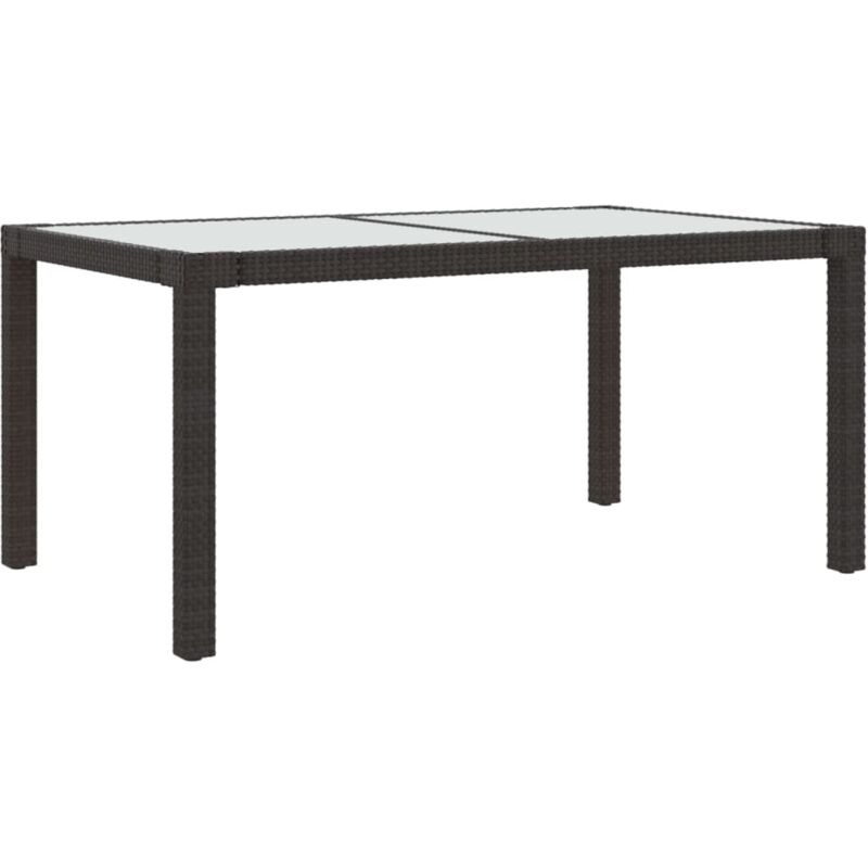 Table de jardin 150x90x75 Verre trempé-résine tressée Marron Table de jardin 150x90x75 Verre trempé-résine tressée Marron