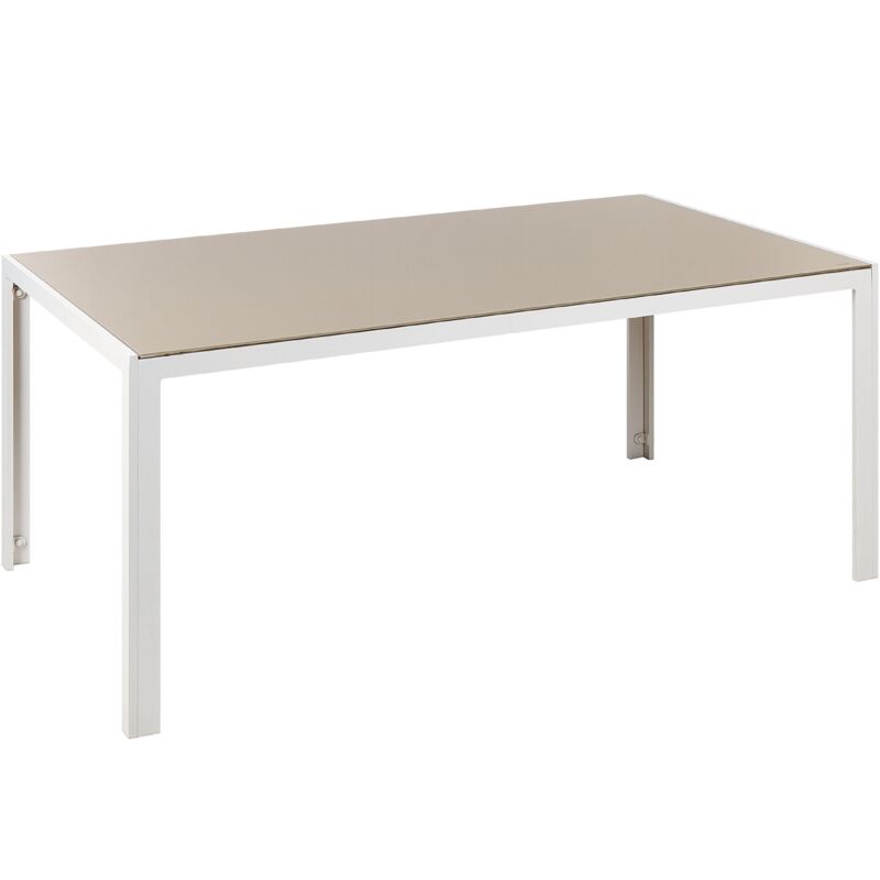 Beliani - Table de Jardin 160 x 90 cm en Aluminium et Verre Beige Style Industriel Catania