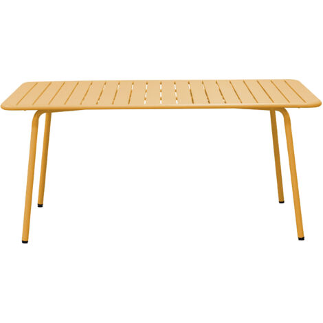 Table de jardin 160x90x73 cm en métal moutarde - BACA