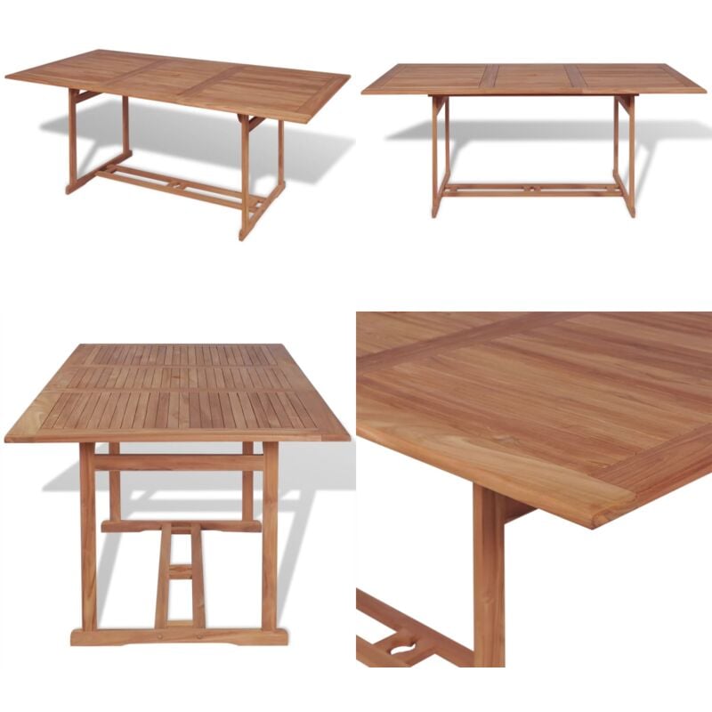 Table de jardin 180x90x75 cm Bois de teck solide - Table De Jardin - Table En Teck - Mobilier De Jardin - Table Repas Extérieur - Terrasse - Home &