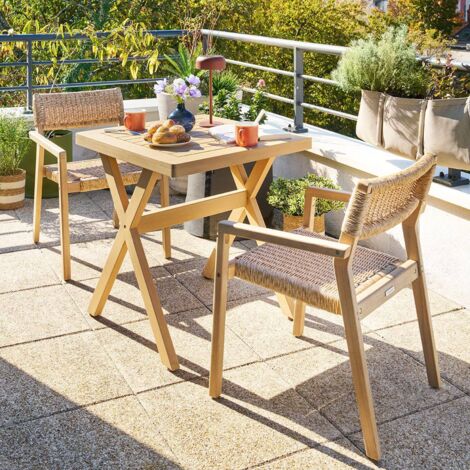 Table de jardin 2 places Xenia eucalyptus 70x70cm - Hespéride