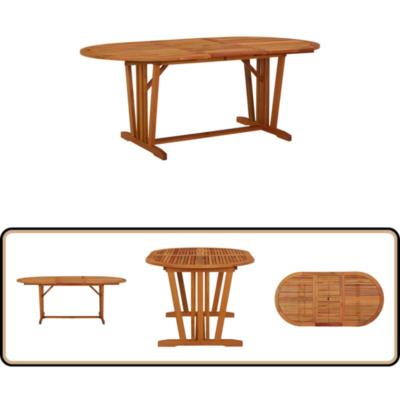 Table de jardin 200x100x75 cm Bois d'eucalyptus solide - Table De Jardin - Table En Bois - Table Extensible - Table Extérieure - Meubles De Jardin