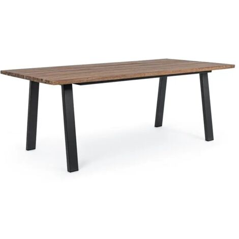 Table de jardin 200x100x75 cm en bois marron et acier anthracite
