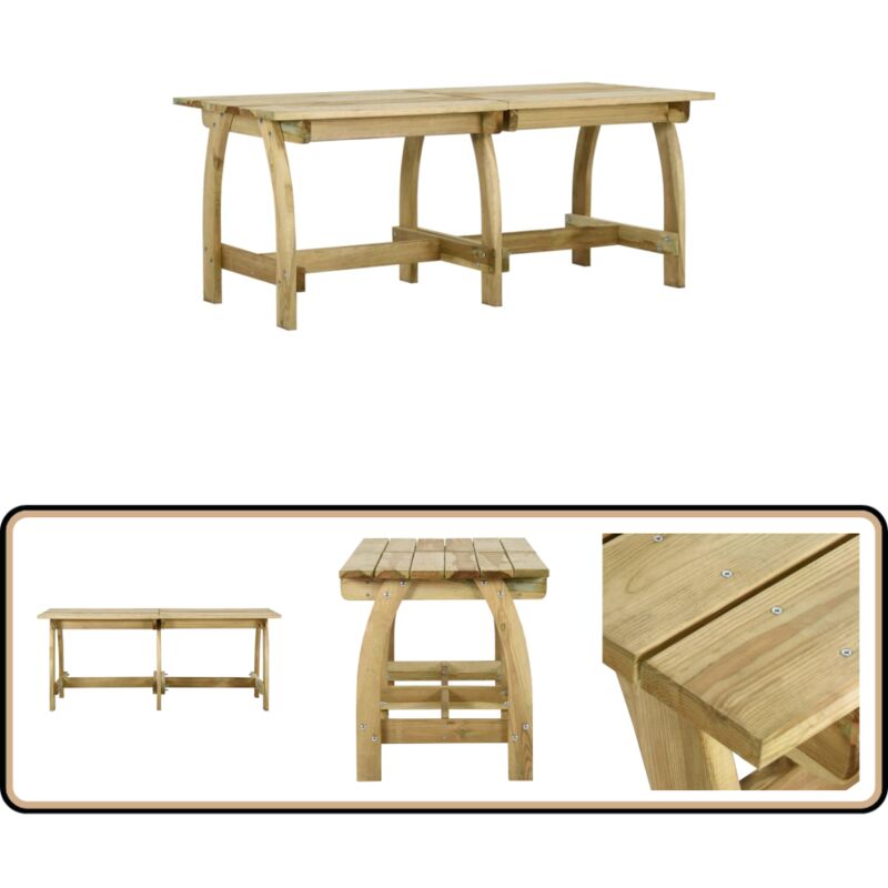 Table de jardin 220x74x75 cm Bois de pin imprégné - Table De Jardin - Table Extérieure - Mobilier De Jardin - Table En Bois - Table Ronde