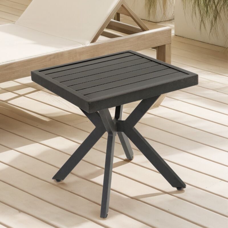 Table de jardin 45x45x47 cm, table d'appoint carrée en aluminium, facile d'entretien et résistante aux intempéries, convient pour terrasse, jardin,