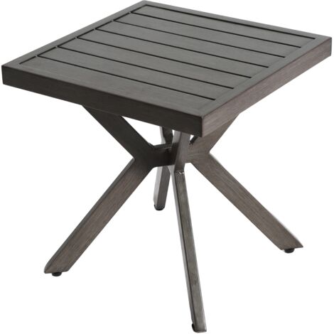 Table de jardin 45x45x47 cm, table d’appoint carrée en aluminium pour l’extérieur, étanche et antirouille, idéale pour terrasse, jardin ou piscine – Gris