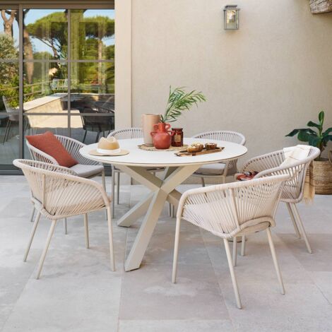 Table de jardin 6 places Oryon D130cm argile - Hespéride