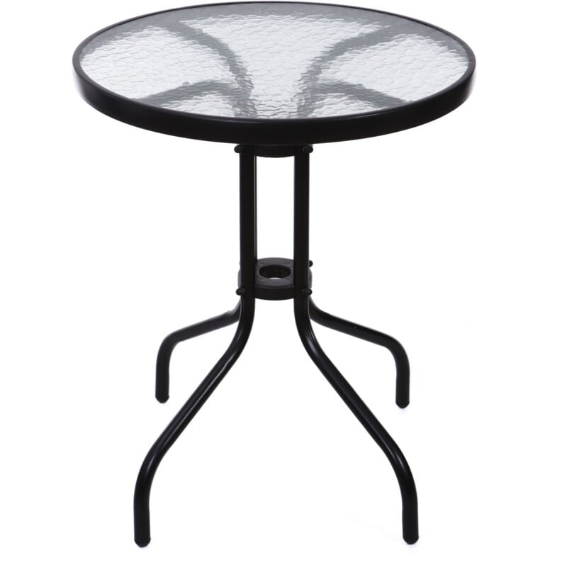 Viking Choice - Table de jardin - 60cm - Verre trempé - Noir