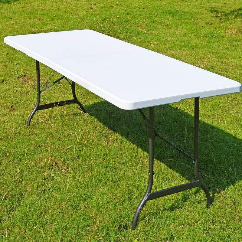 Iztoss - Table de Jardin 8 Personnes - Table Pliante 180x70x74 cm - Table Camping Exterieur pour Jardin Terrasse et Balcon - Blanc