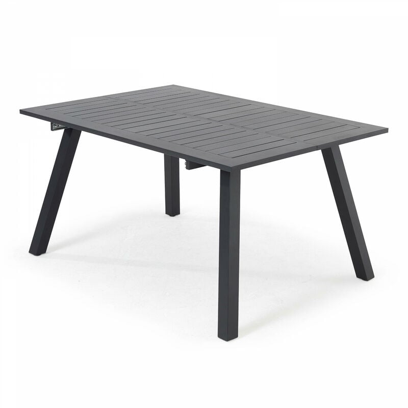 Table de jardin carrée extensible en aluminium noir - Gris anthracite