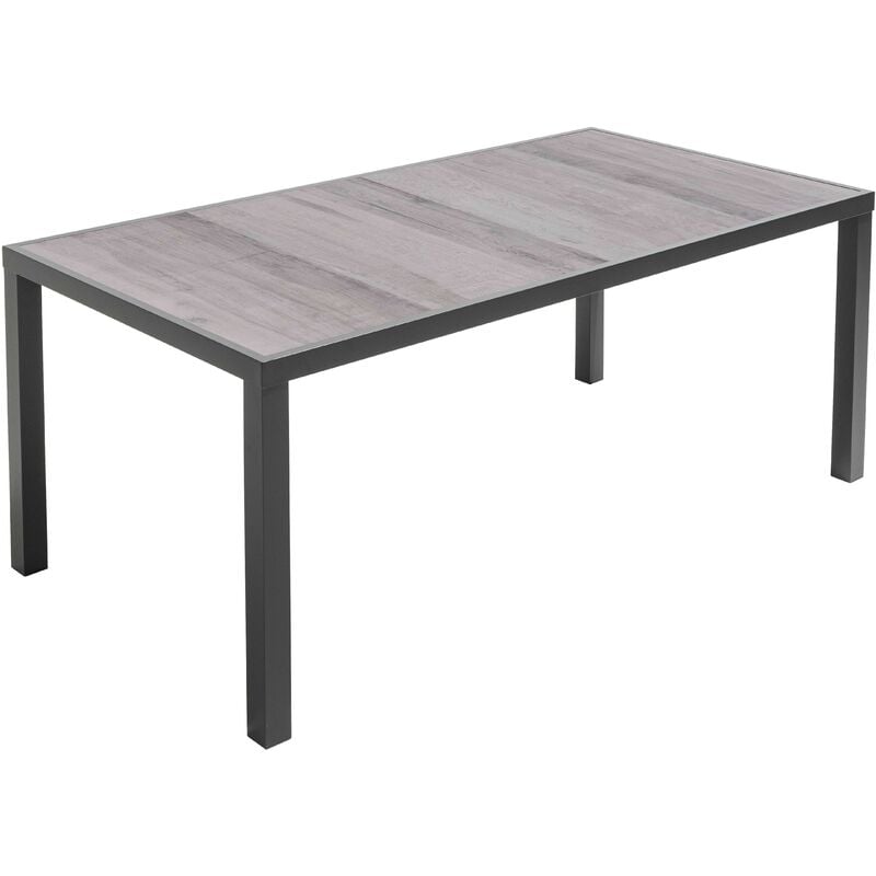 Table de jardin en aluminium et céramique effet bois grisé - Tivoli