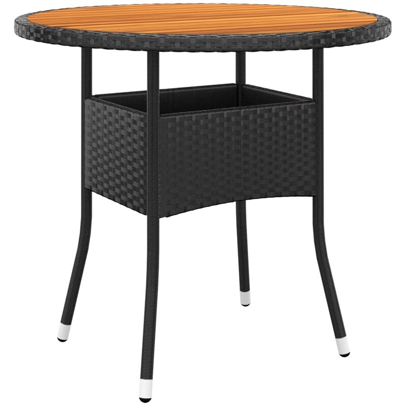 Table de jardin Ø80x75 cm Résine tressée et bois d'acacia Noir Vidaxl
