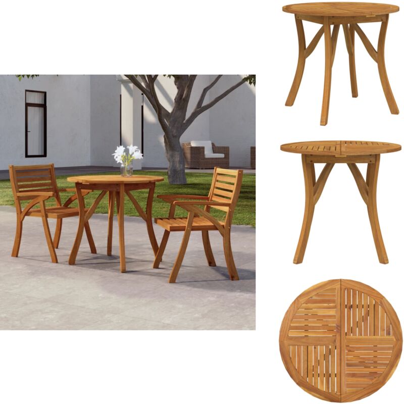 Table de jardin ø 85 cm Bois d'acacia solide - Table De Jardin - Table Ronde - Acacia Massif - Meubles De Jardin - Décoration Extérieur