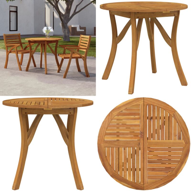 Table de jardin ø 85 cm Bois d'acacia solide - Table De Jardin - Table Ronde - Acacia Massif - Meubles De Jardin - Décoration Extérieur - Home &