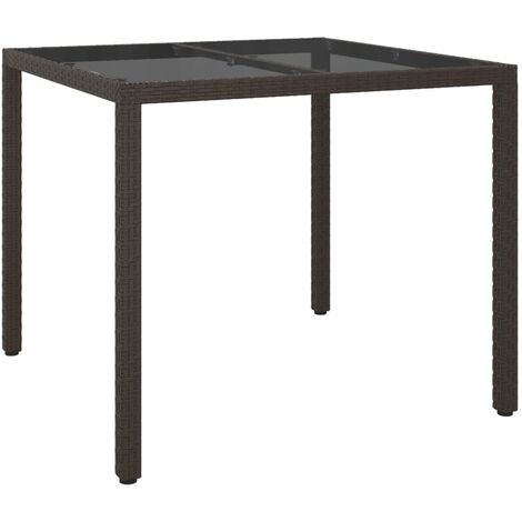 vidaXL Table de Jardin Verre Trempé et Résine Tressée Multicolore Multi-taille