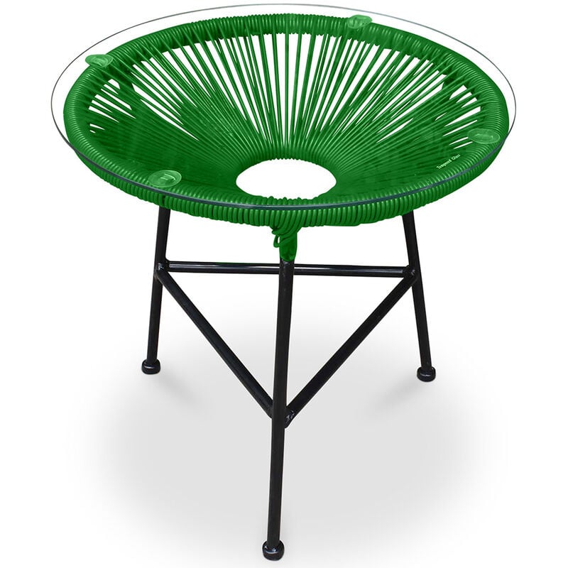 Acapulco Style - Table de Jardin - Table d'Appoint - Acapulco Vert clair - Verre, Rotin synthétique, Acier inoxydable, Metal, Plastique - Vert clair