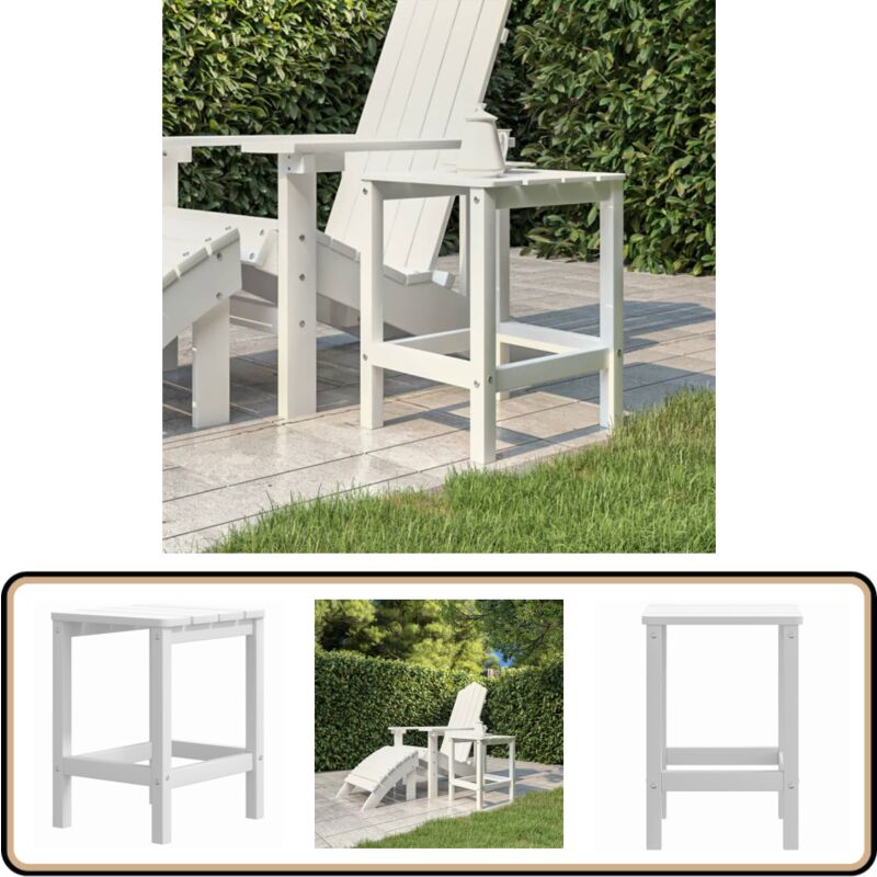 Table de jardin Adirondack Blanc 38x38x46 cm pehd - Table De Jardin - Table Extérieure - Mobilier De Jardin - Table Adirondack - Table Blanche