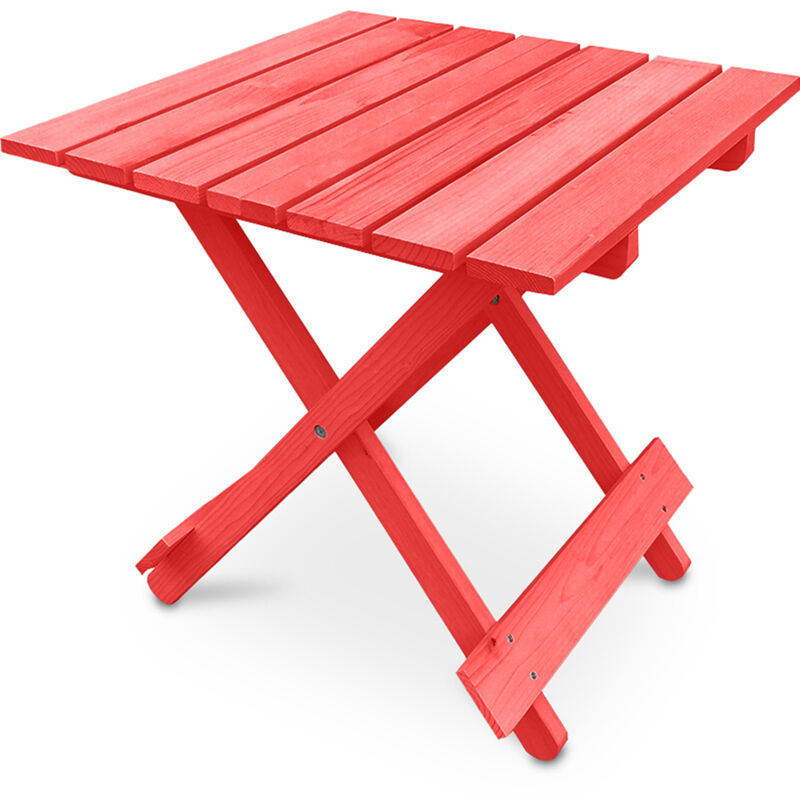 Privatefloor - Table de Jardin - Table d'appoint en Bois Adirondack - Alana Rouge