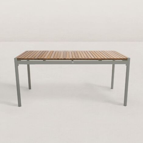 Table de jardin aluminium et teck 6 places – Dimensions 164 x 93,5 x 74 cm – Entretien facile grâce au vernis – Design élégant