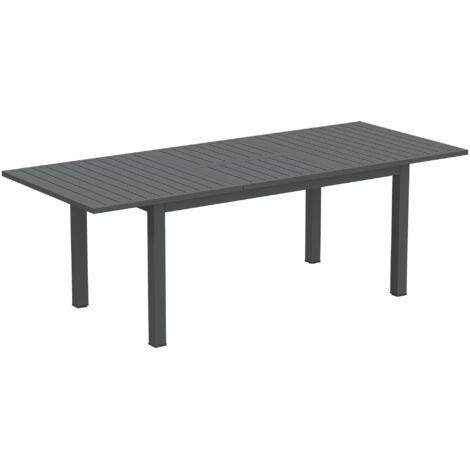 Table de jardin aluminium extensible 160/220x90cm, antidérapante, 6-8 personnes, résiste intempéries, idéale terrasse/camping, gris