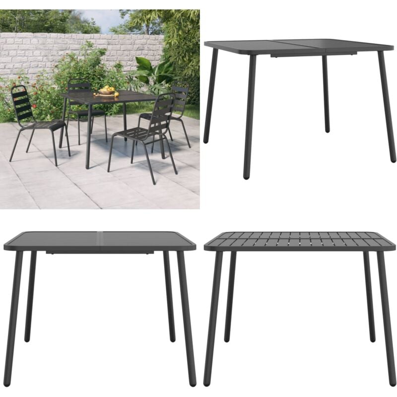 Table de jardin anthracite 100x100x71 cm acier - Table De Jardin - Table Extérieure - Table Patio - Mobilier De Jardin - Table En Acier - Home &