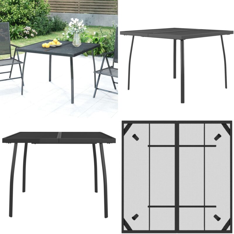 Table de jardin anthracite 100x100x72 cm Treillis d'acier - Table De Jardin - Table Extérieure - Table En Métal - Table Treillis - Mobilier De Jardin