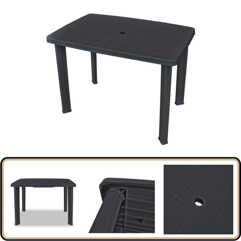 Table de jardin Anthracite 101 x 68 x 72 cm Plastique - Table De Jardin - Table Extérieure - Mobilier De Jardin - Table En Plastique - Table