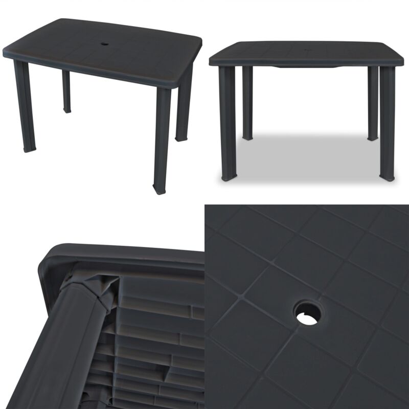 Table de jardin Anthracite 101 x 68 x 72 cm Plastique - Table De Jardin - Table Extérieure - Mobilier De Jardin - Table En Plastique - Table