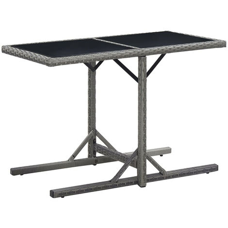 Table de jardin Anthracite 110x53x72 Verre et résine tressée