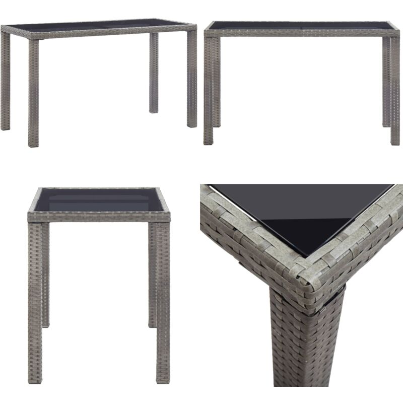 Table de jardin Anthracite 123x60x74 cm Résine tressée - Table De Jardin - Table Extérieure - Mobilier De Jardin - Table En Résine Tressée - Table