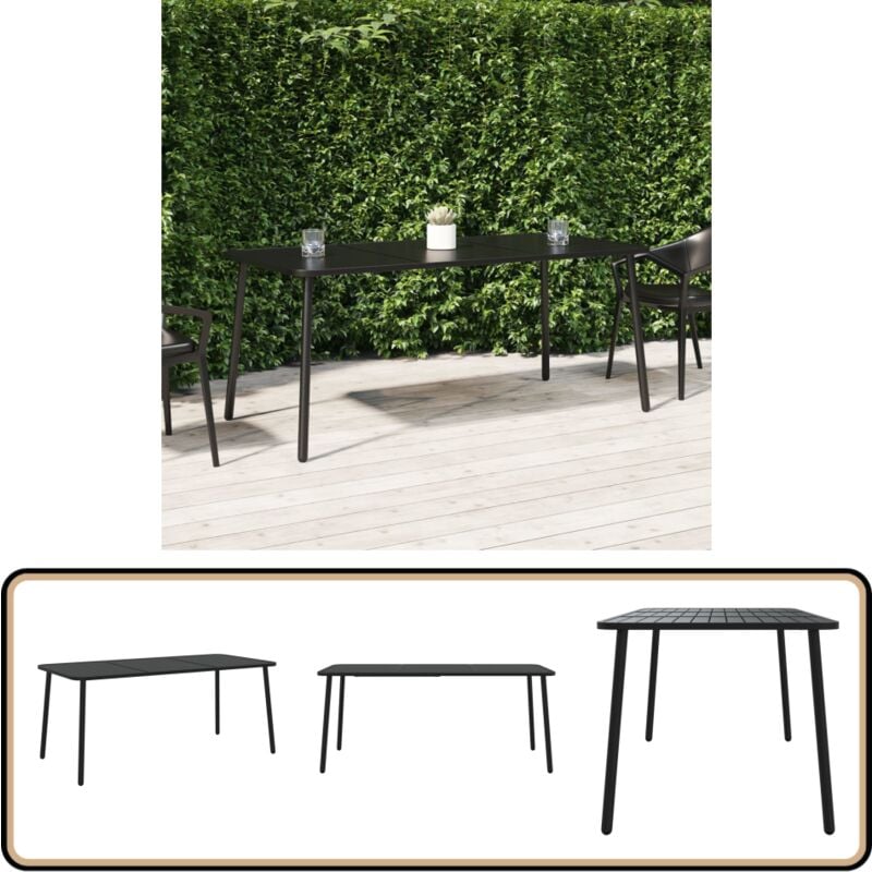 Table de jardin anthracite 165x80x71 cm acier - Table De Jardin - Table Extérieure - Mobilier De Jardin - Table En Acier - Table Moderne
