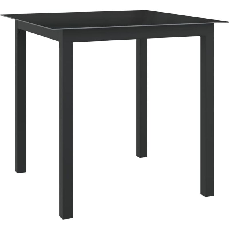 Table de jardin Noir 80x80x74 cm Aluminium et verre Vidaxl Noir