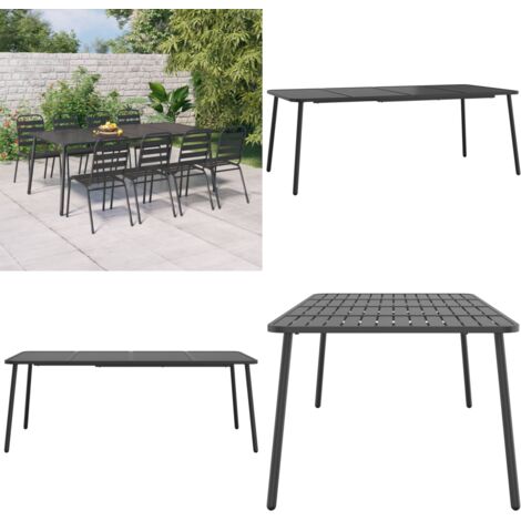 Table de jardin anthracite 200x100x71 cm acier - Table De Jardin - Table Extérieure - Table En Acier - Mobilier De Jardin - Décoration Extérieur - Home & Living