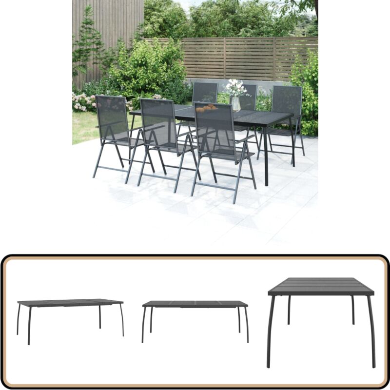 Table de jardin anthracite 200x100x72 cm Treillis d'acier - Table De Jardin - Table Extérieure - Table En Métal - Table Treillis - Mobilier De Jardin