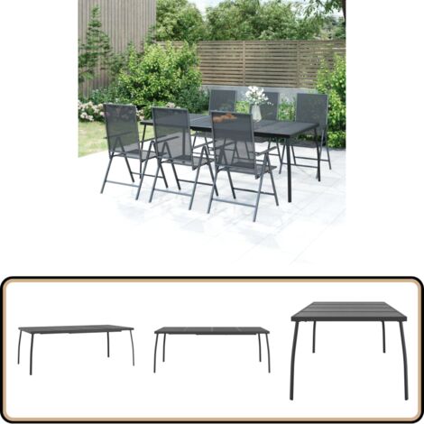 Table de jardin anthracite 200x100x72 cm Treillis d'acier - Table De Jardin - Table Extérieure - Table En Métal - Table Treillis - Mobilier De Jardin
