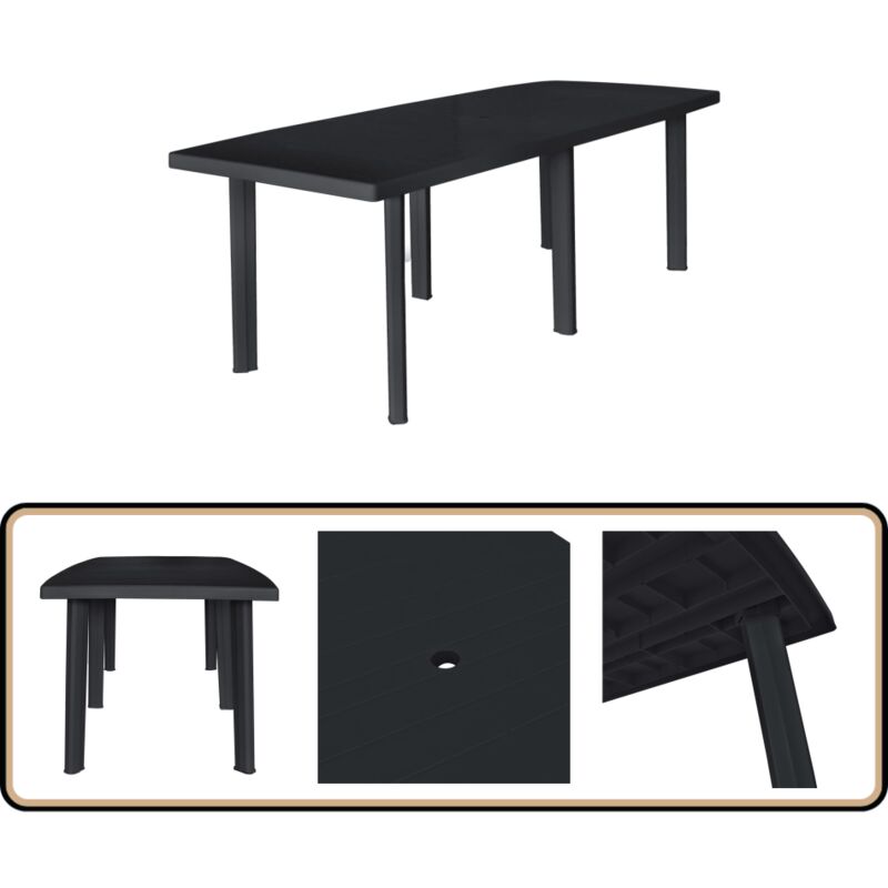 Table de jardin Anthracite 216x90x72 cm Plastique - Table De Jardin - Table Extérieure - Mobilier De Jardin - Table En Plastique - Table Résistante