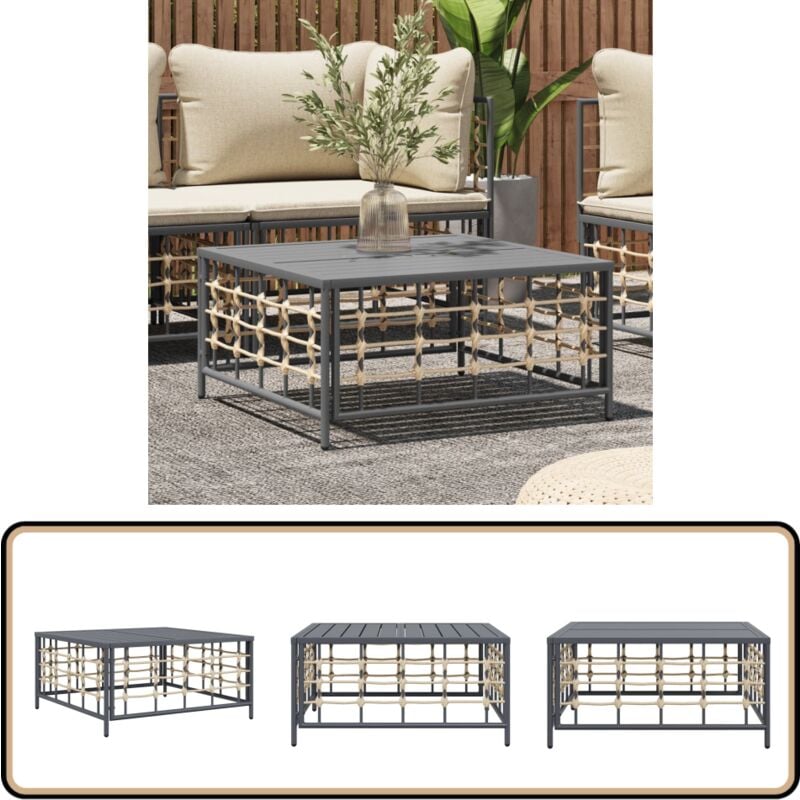 Table de jardin anthracite 70x70x34 cm résine tressée - Table De Jardin - Mobilier De Jardin - Table Basse - Résine Tressée - Table Extensible