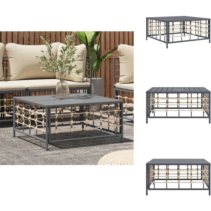 Table de jardin anthracite 70x70x34 cm résine tressée - Table De Jardin - Mobilier De Jardin - Table Basse - Résine Tressée - Table Extensible