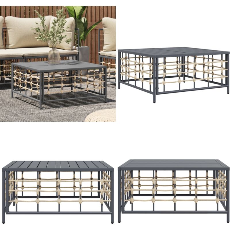 Table de jardin anthracite 70x70x34 cm résine tressée - Table De Jardin - Mobilier De Jardin - Table Basse - Résine Tressée - Table Extensible - Home