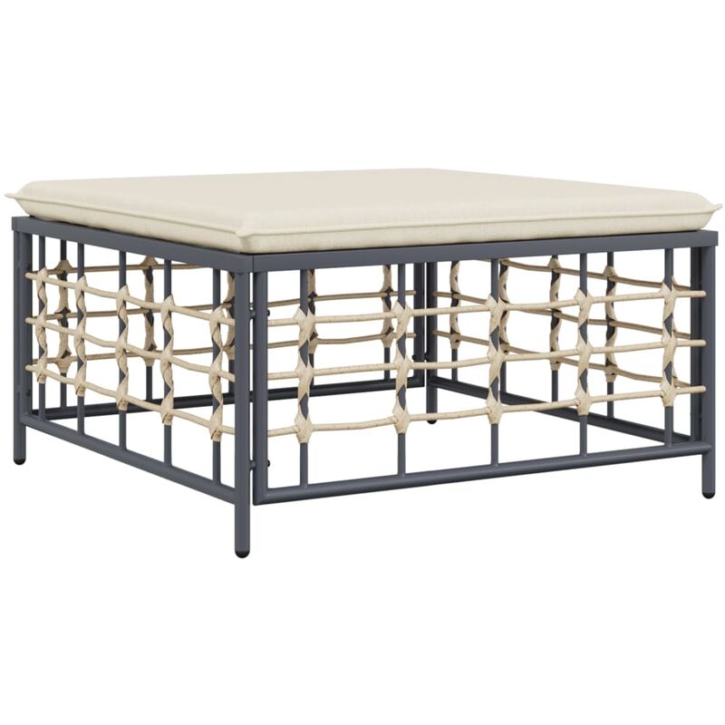 Tabouret de jardin avec coussin beige résine tressée vidaXL