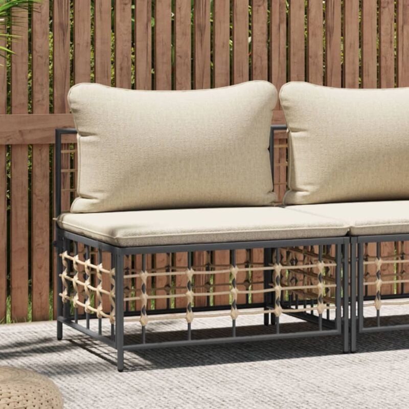 Furniture Limited - Canapé central de jardin avec coussin beige