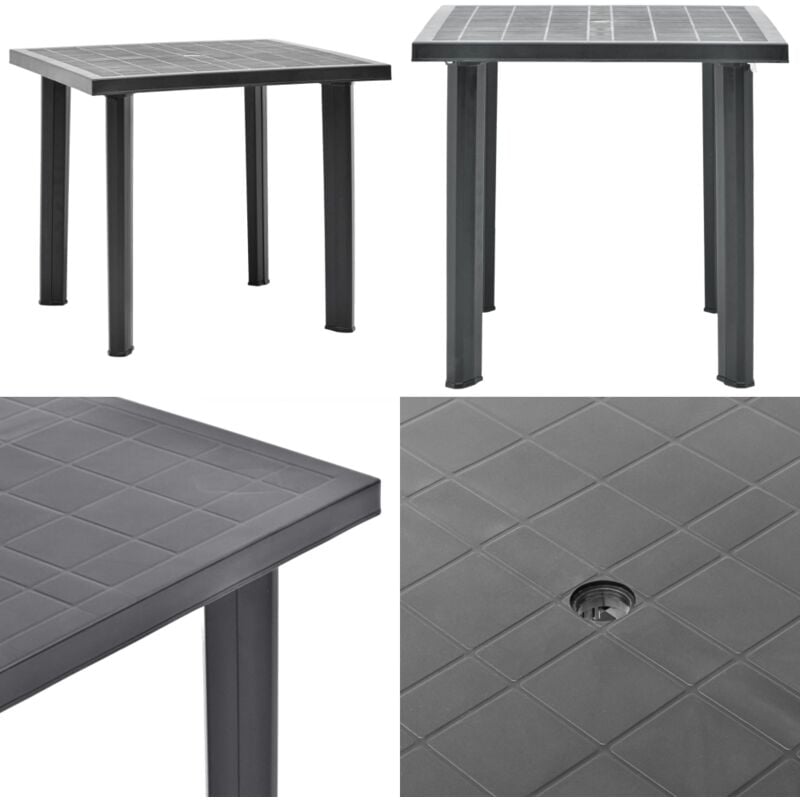 Table de jardin Anthracite 80x75x72 cm Plastique - Table De Jardin - Table Extérieure - Mobilier De Jardin - Table En Plastique - Table Résistante