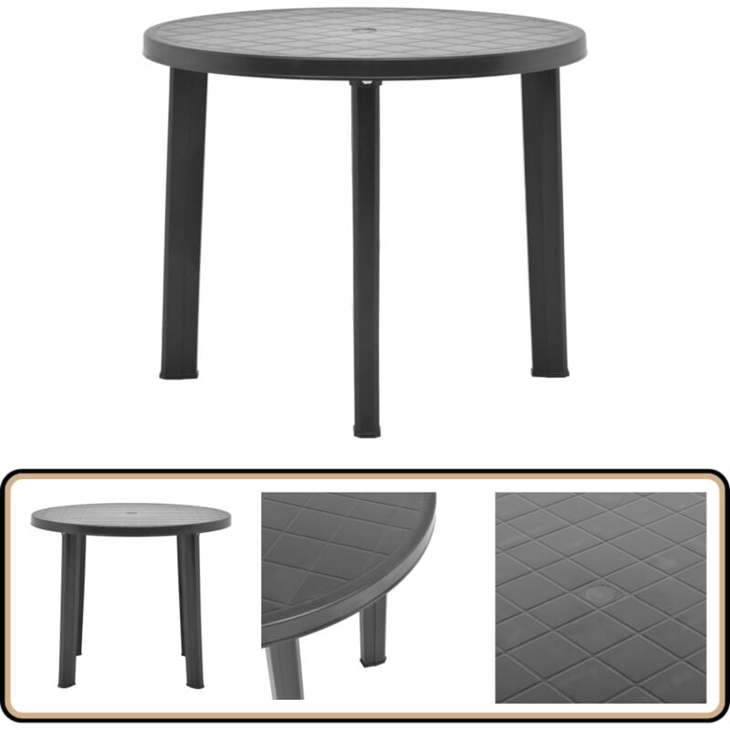 Table de jardin Anthracite 89 cm Plastique - Table De Jardin - Table Extérieure - Mobilier De Jardin - Table En Plastique - Table Résistante Aux