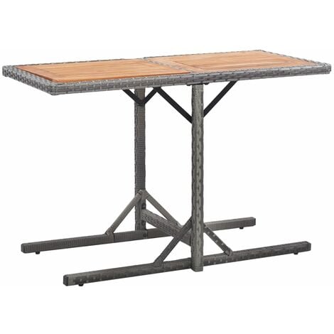 Table de jardin Anthracite Résine tressée et bois d'acacia