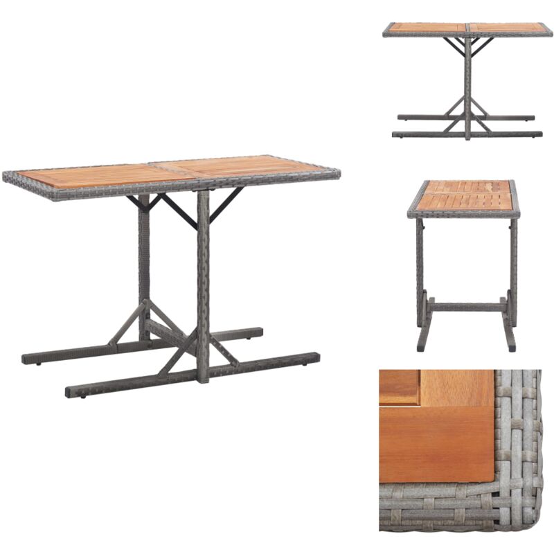 Table de jardin Anthracite Résine tressée et bois d'acacia - Table De Jardin - Table Extérieure - Mobilier De Jardin - Table En Résine Tressée